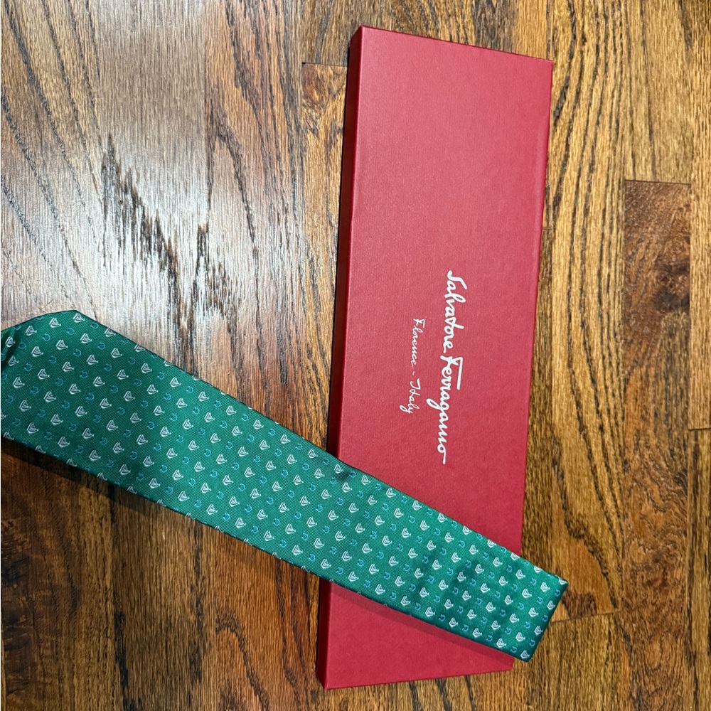 Salvatore Ferragamo Teal Patterned Tie